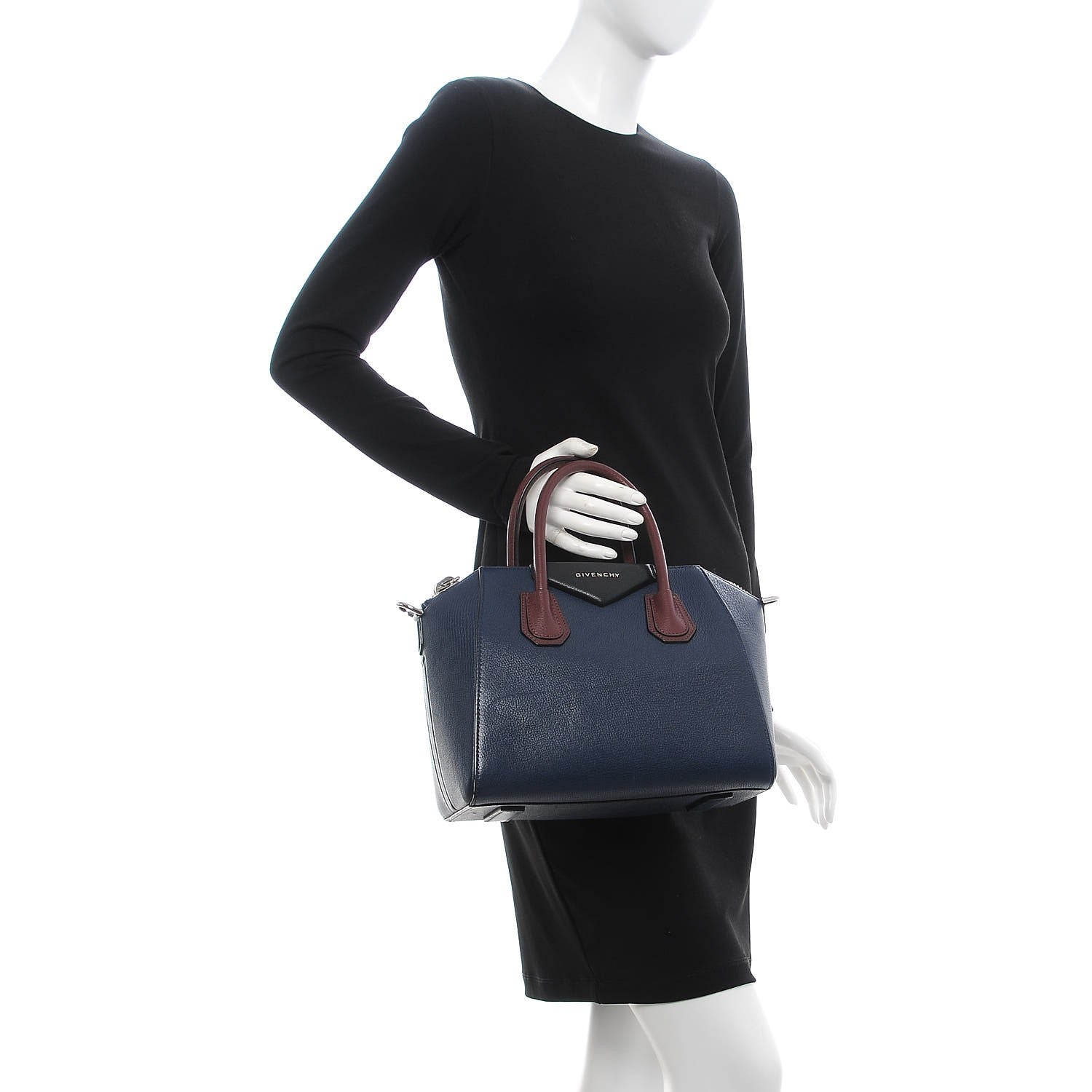 Givenchy Sugar Goatskin Tri-Color Small Antigona Navy Burgundy 3 of 12