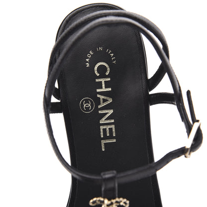 Chanel Calfskin CC Chain Sandals 37.5 Black 6 of 8