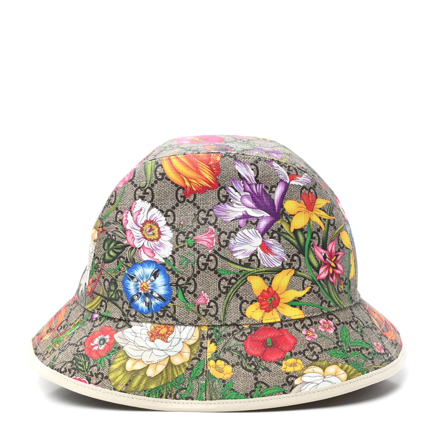 GG Supreme Monogram Flora Fedora Hat M White