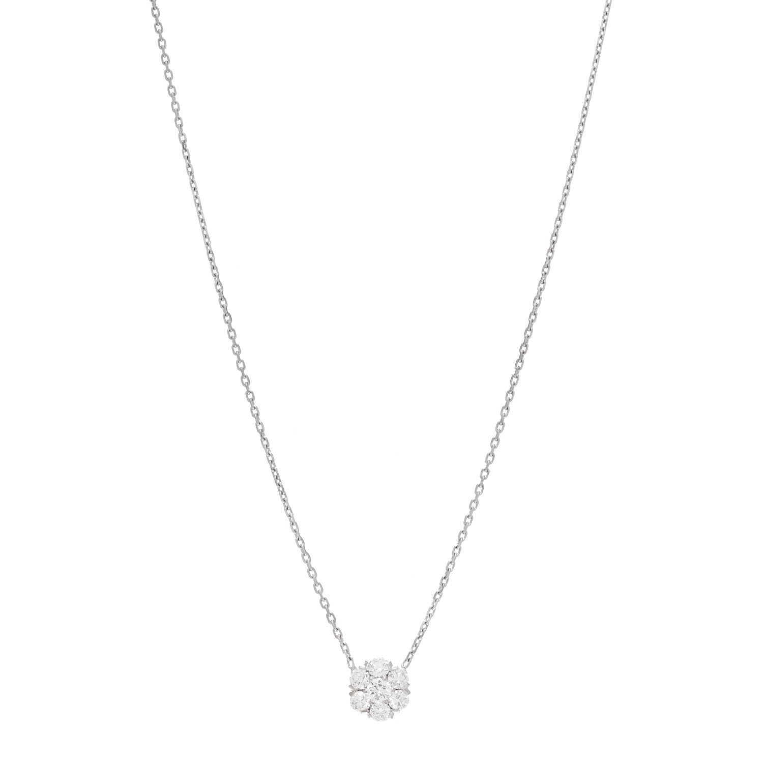 Van Cleef & Arpels 18K White Gold Diamond Fleurette Pendant Necklace 1 of 5
