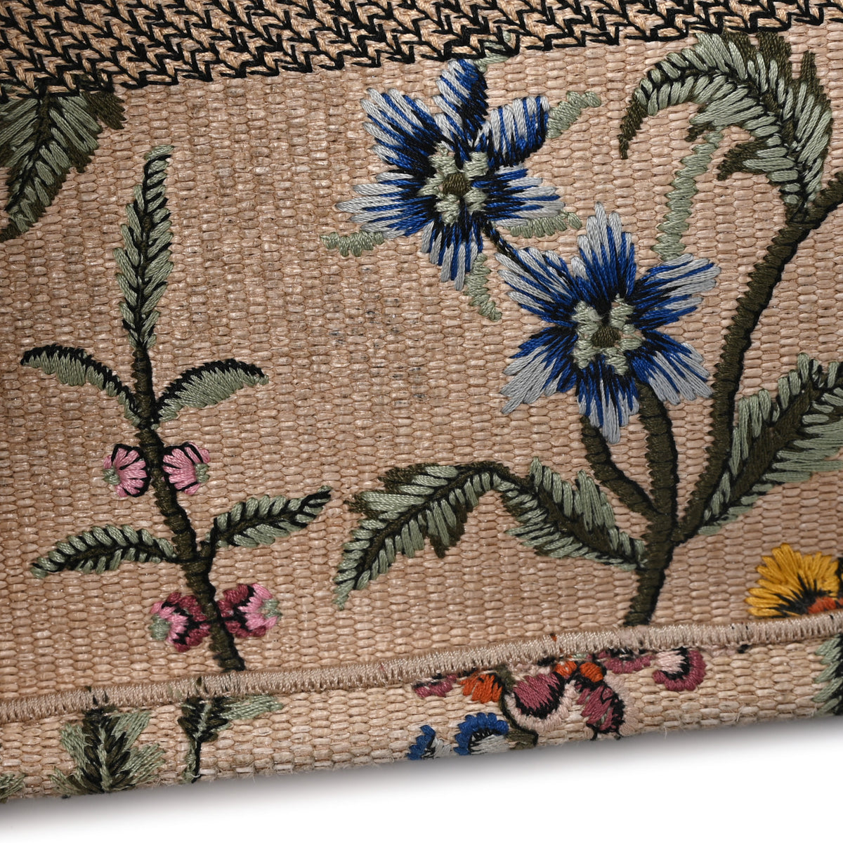 Christian Dior Raffia Embroidered Petites Fleurs Medium Book Tote Natural 12 of 12