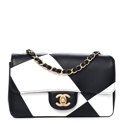 Chanel Lambskin Geometric Patchwork Mini Flap Black White 1 of 4