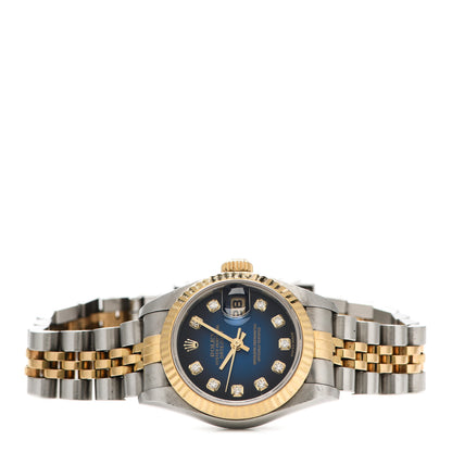 Rolex Stainless Steel 18K Yellow Gold Diamond 26mm Oyster Perpetual Datejust Watch Blue Gradient 79173 2 of 6