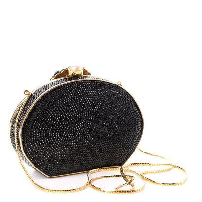 Judith Leiber Swarovski Crystal Minaudiere Caterpillar Clutch Black 3 of 9