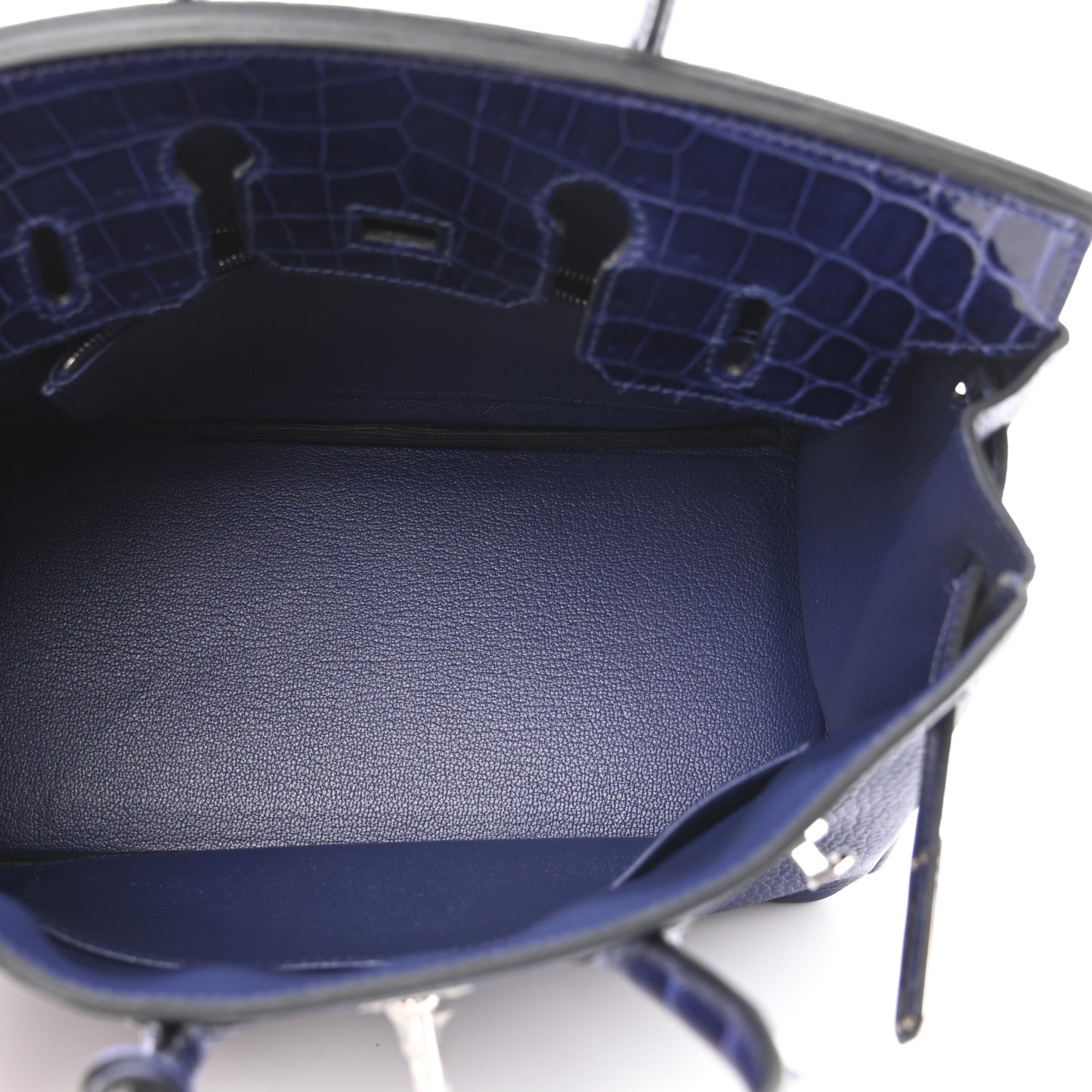 Togo Shiny Niloticus Crocodile Birkin Touch 25 Bleu Encre