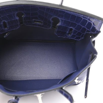 Hermes Togo Shiny Niloticus Crocodile Birkin Touch 25 Bleu Encre 5 of 10