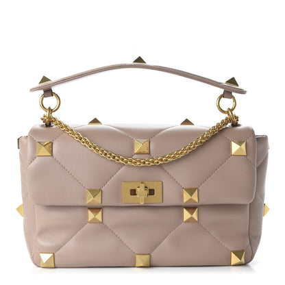Valentino Garavani Nappa Large Roman Stud Shoulder Bag Rose Cannelle 1 of 9