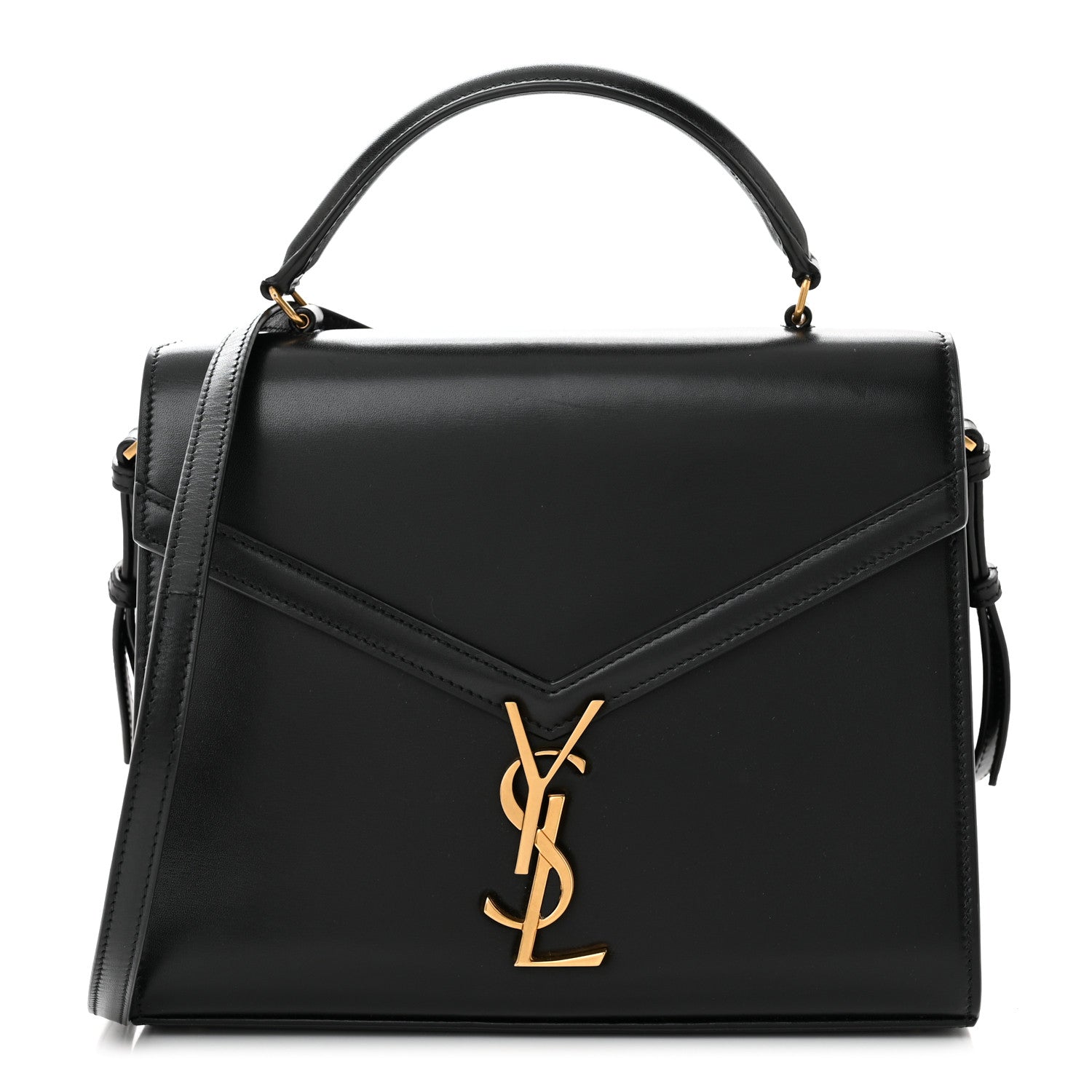 Saint Laurent SAINT LAURENT Smooth Calfskin Medium Classic Monogram Cassandra Top Handle Black Rouge Legion 1 of 9