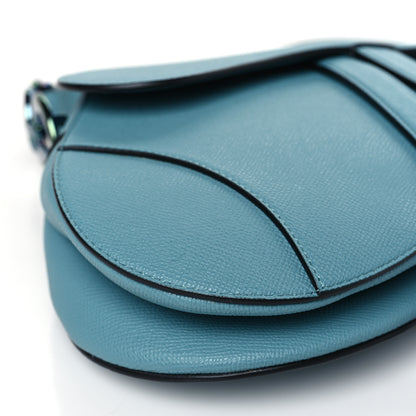 Christian Dior Grained Calfskin Saddle Bag Azure Blue 8 of 8