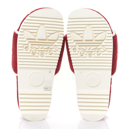 Gucci X ADIDAS Terry Cloth Trefoil GG Monogram Mens Platform Sandals 40 Maple Red Off White 5 of 7