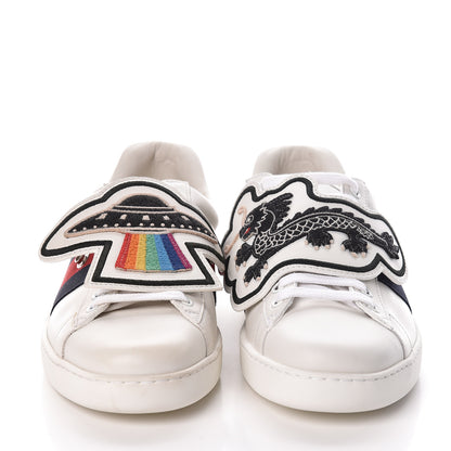 Gucci Calfskin Ayers Web UFO Dragon Embroidered Mens Ace Sneakers 7.5 White 2 of 8