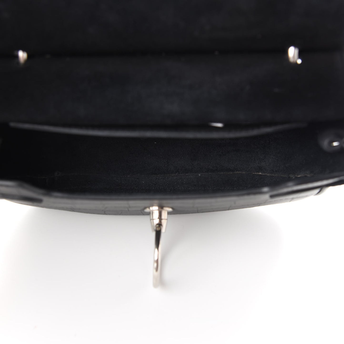 Calfskin Crocodile Embossed Small Amberley Satchel Black