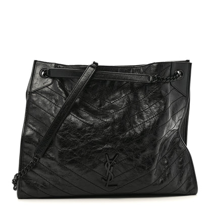Saint Laurent Crinkled Calfskin Matelasse Monogram Large Niki Shopper Tote Black 1 of 12