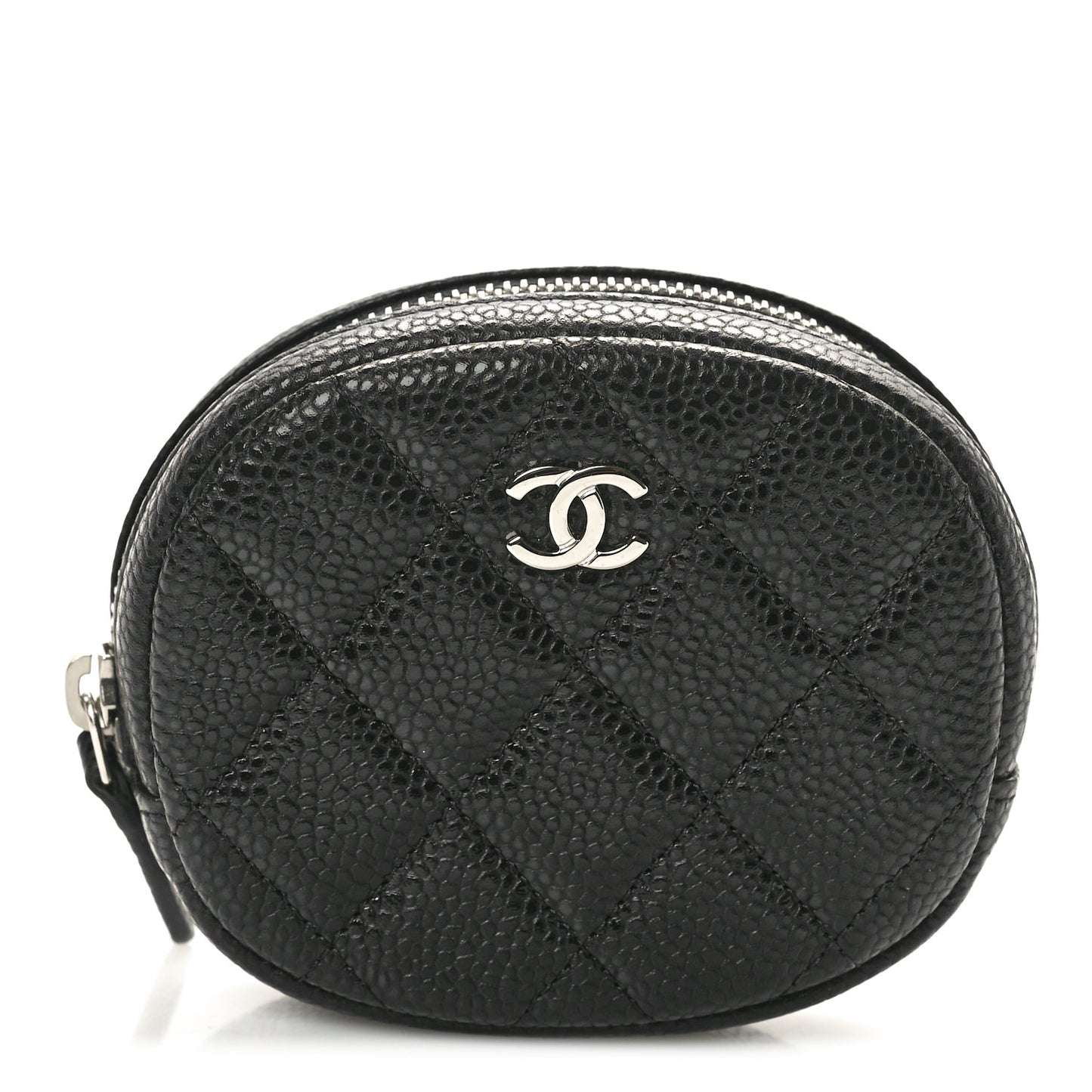 Caviar Quilted Zip Around Classic Coin Purse Black