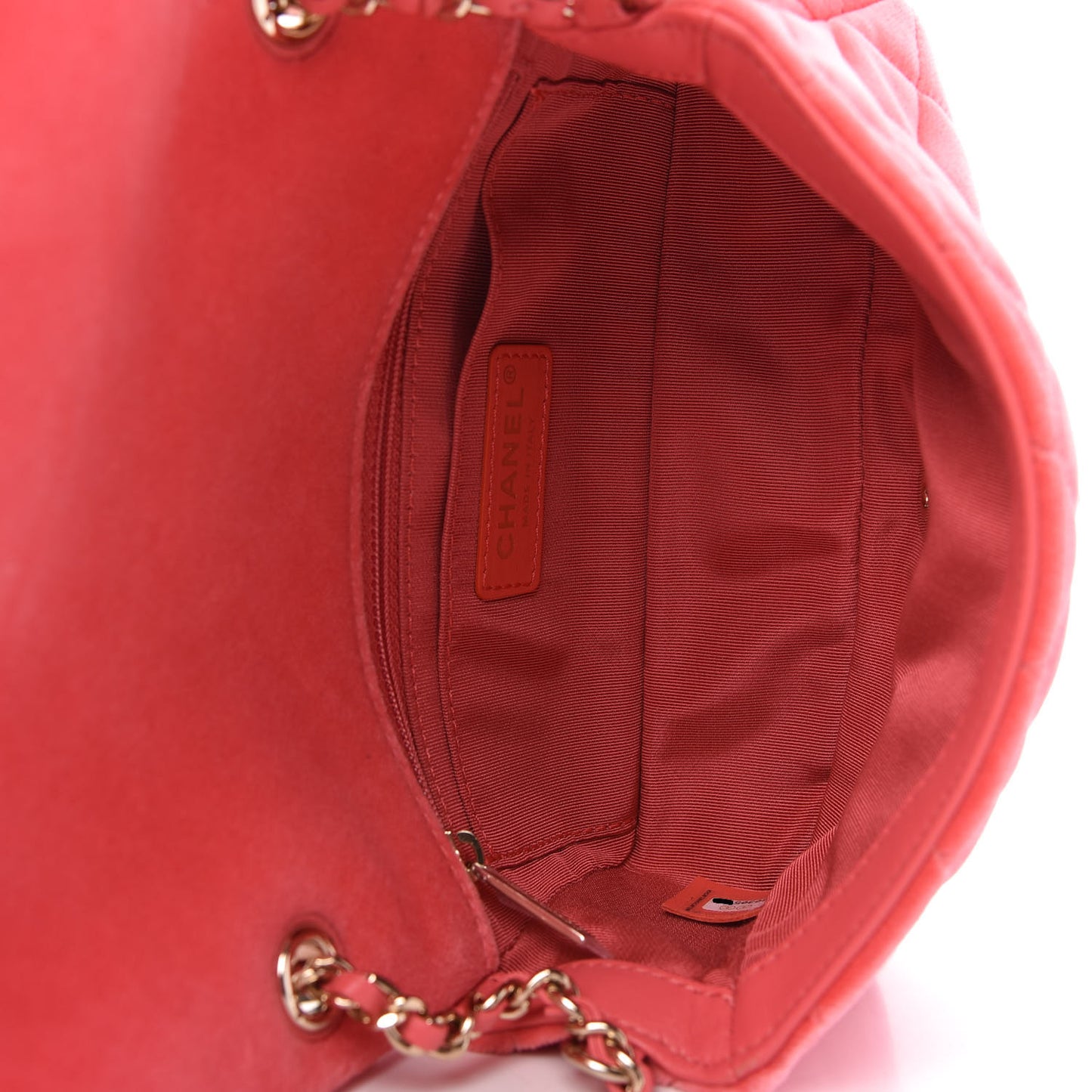 Velvet Quilted Mini Rectangular Pearl Crush Flap Coral