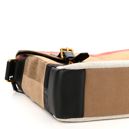 Burberry Canvas Mega Check Large Baildon Messenger Bag Black 9 of 10