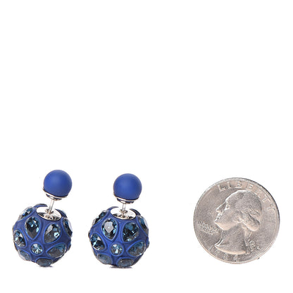 Christian Dior Crystal Mise En Dior Tribal Earrings Matte Navy Blue 2 of 4