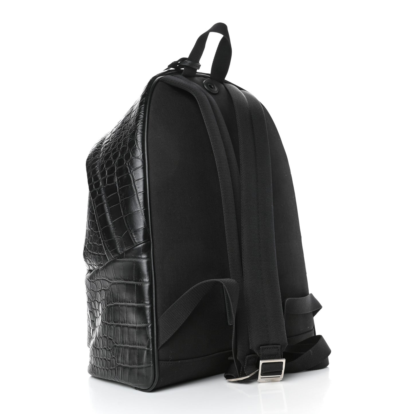 Calfskin Crocodile Embossed City Backpack Black