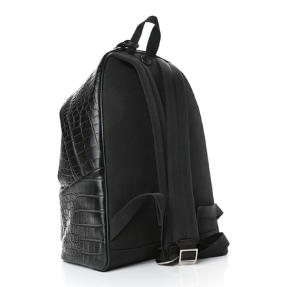 Saint Laurent Calfskin Crocodile Embossed City Backpack Black 2 of 4