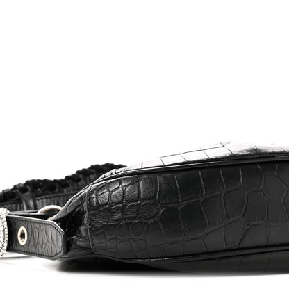 Balenciaga Extra Supple Calfskin Crystal Crocodile Embossed Le Cagole Shoulder Bag XS Black 10 of 11