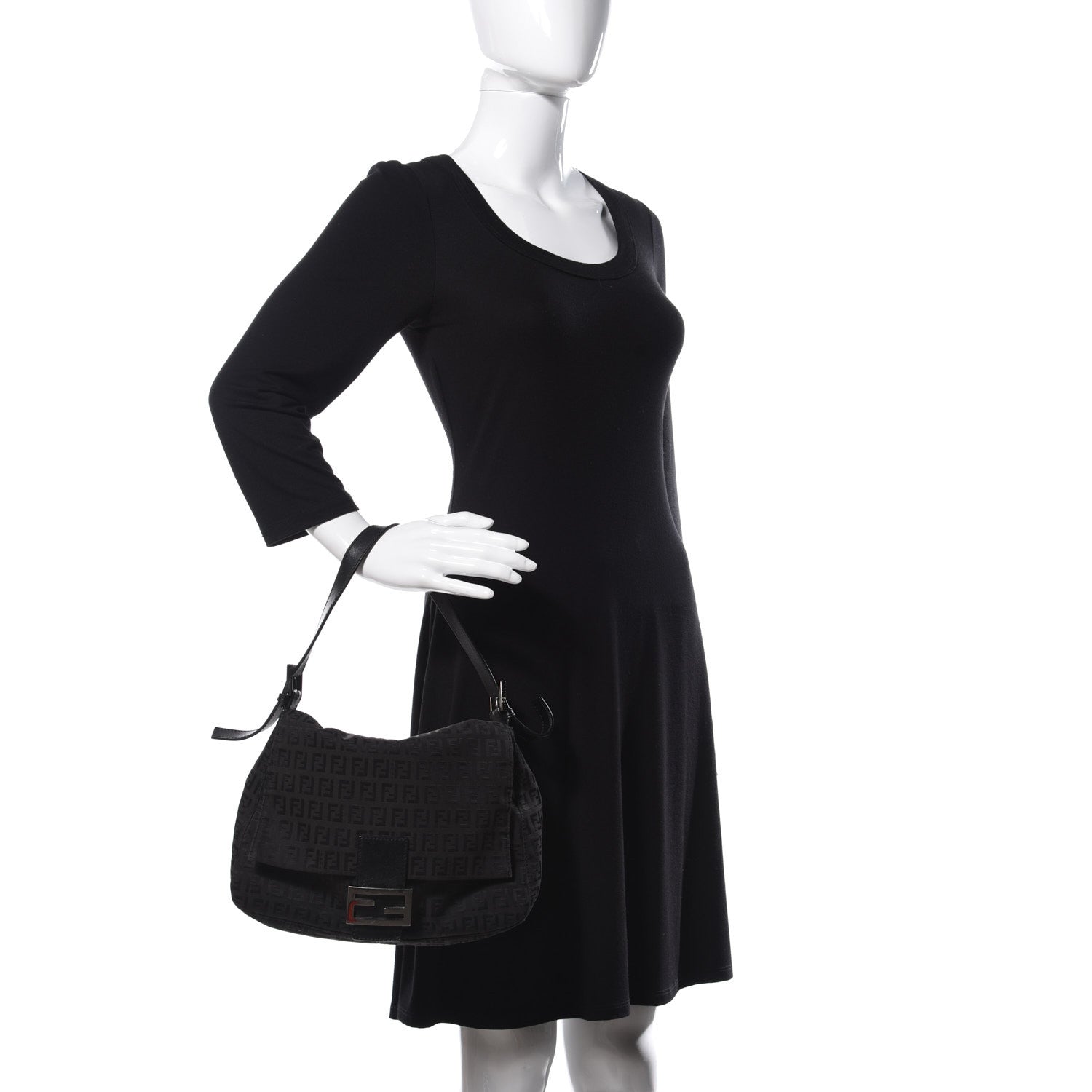 Fendi Zucchino Vitello Mama Baguette Black Moro 2 of 10