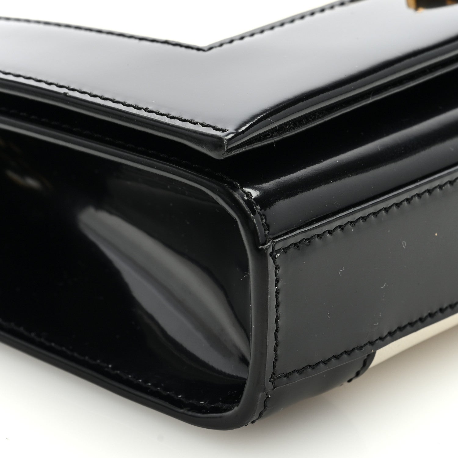 Saint Laurent Nappa Patent Calfskin Two-Toned Small Monogram Kate Satchel Alabastro Black 8 of 8