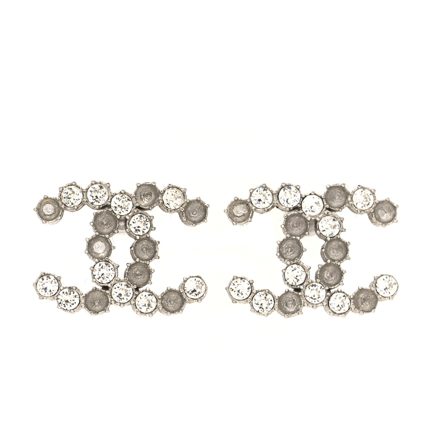 Chanel Crystal Poured Glass CC Earrings Gold Brown 1 of 5