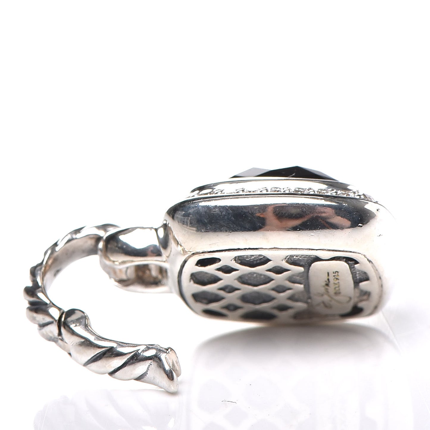 Sterling Silver Diamond Black Onyx 11mm Albion Enhancer Pendant