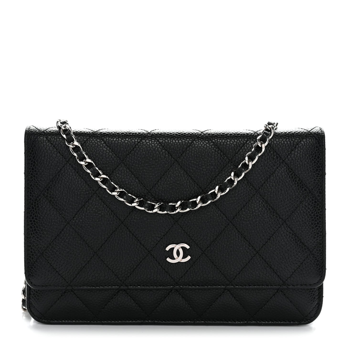 Caviar Quilted Wallet on Chain WOC Black