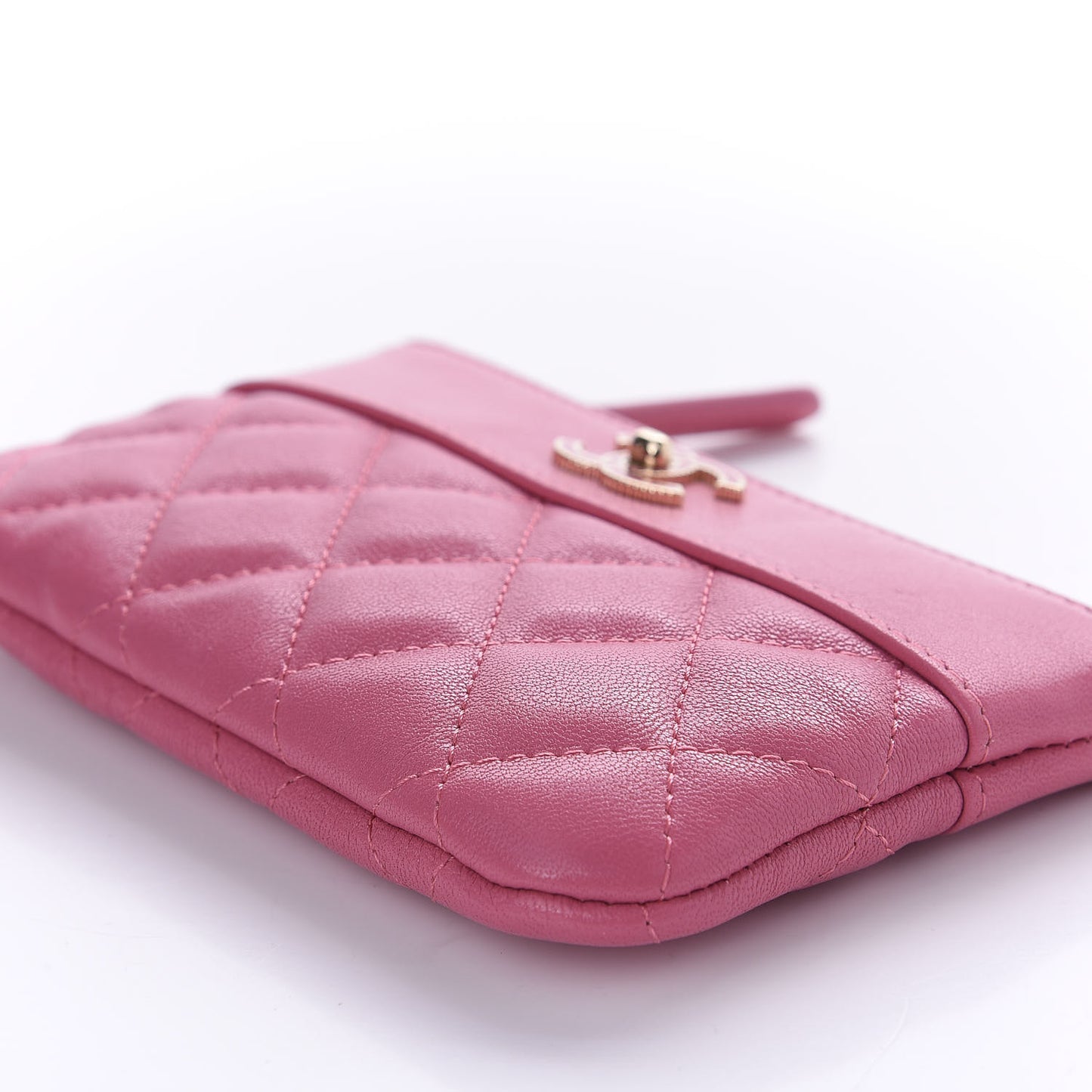 Sheepskin Quilted Small Vintage Mademoiselle Cosmetic Case Dark Pink