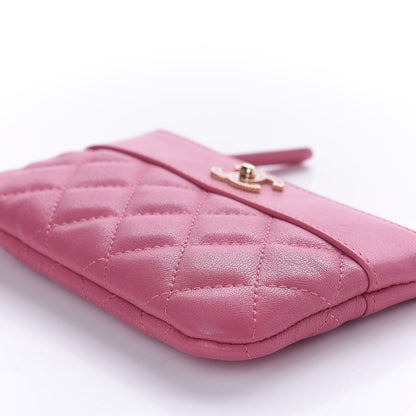 Chanel Sheepskin Quilted Small Vintage Mademoiselle Cosmetic Case Dark Pink 7 of 11
