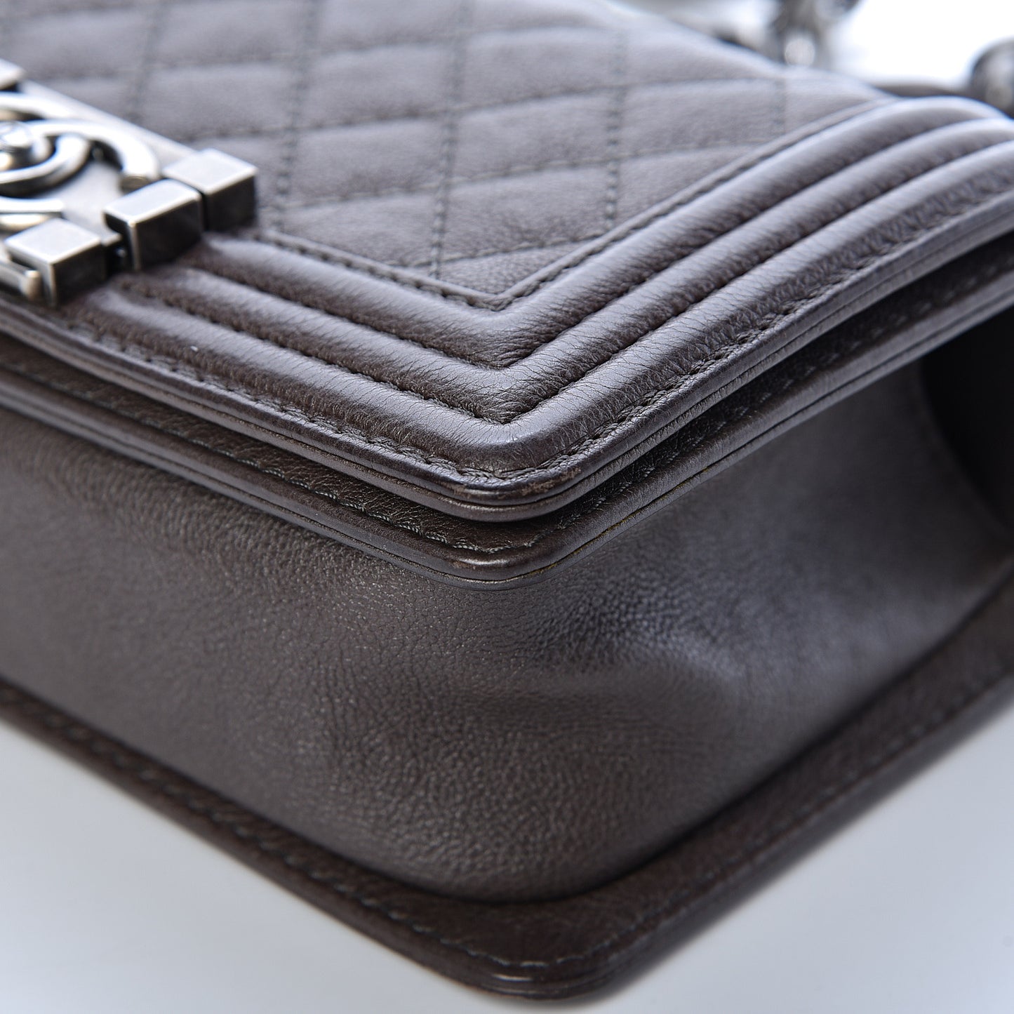 Calfskin Quilted Small Boy Flap Taupe