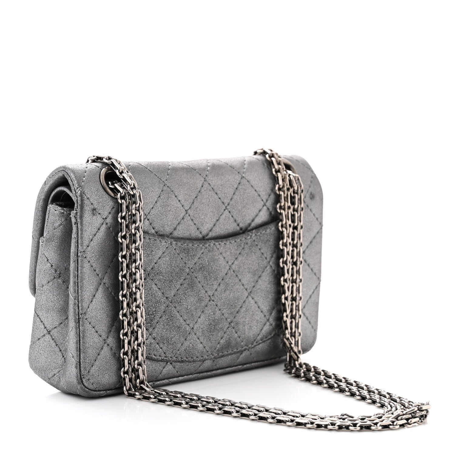 Chanel Metallic Calfskin Quilted Lucky Charms 2.55 Reissue 224 Flap Dark Silver 3 of 14