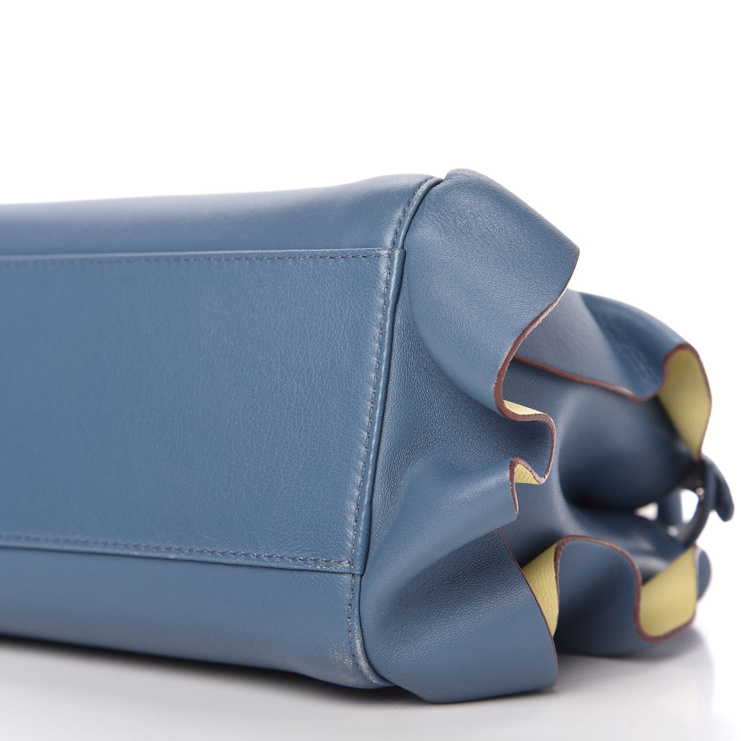 Fendi Nappa Bi-Color Mini Waves Peekaboo Iconic Satchel Ceruleo Banana 7 of 9