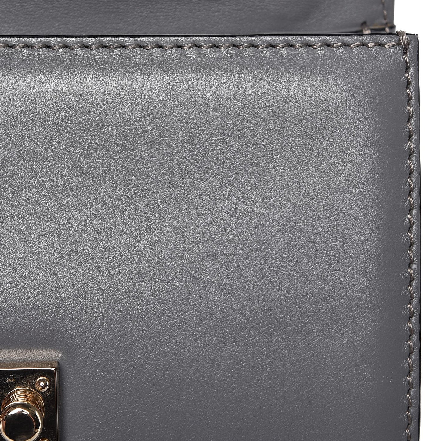 Vitello Small Glam Lock Rockstud Flap Gray