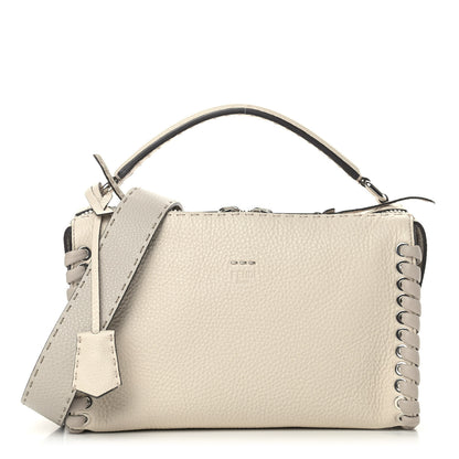 Fendi Cuoio Romano Selleria Vitello Dolce Lace Up Lei Boston Tote Camelia Milk Grigio Polvere 1 of 11