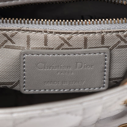 Christian Dior Metallic Lambskin Cannage Mini Lady Dior Grey 6 of 9