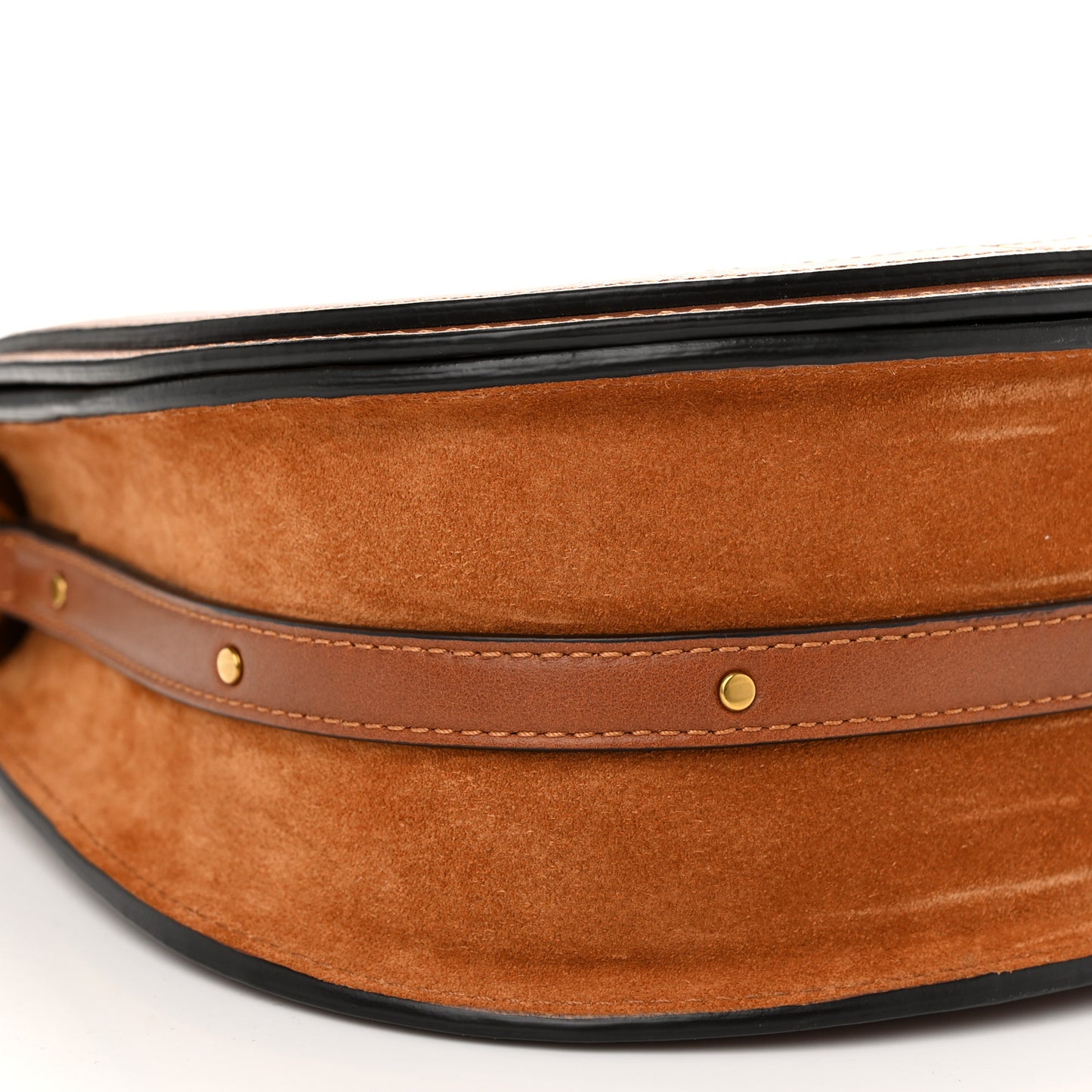 Calfskin Suede Medium Nile Bracelet Bag Caramel