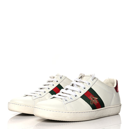 Gucci Calfskin Ayers Bee Embroidered Womens Ace Sneakers 35 White Green 3 of 19