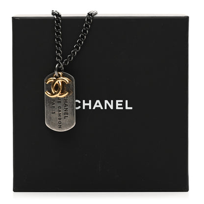 Chanel 31 Rue Cambon Paris CC Tag Pendant Necklace Gold Oxidized Silver 5 of 5