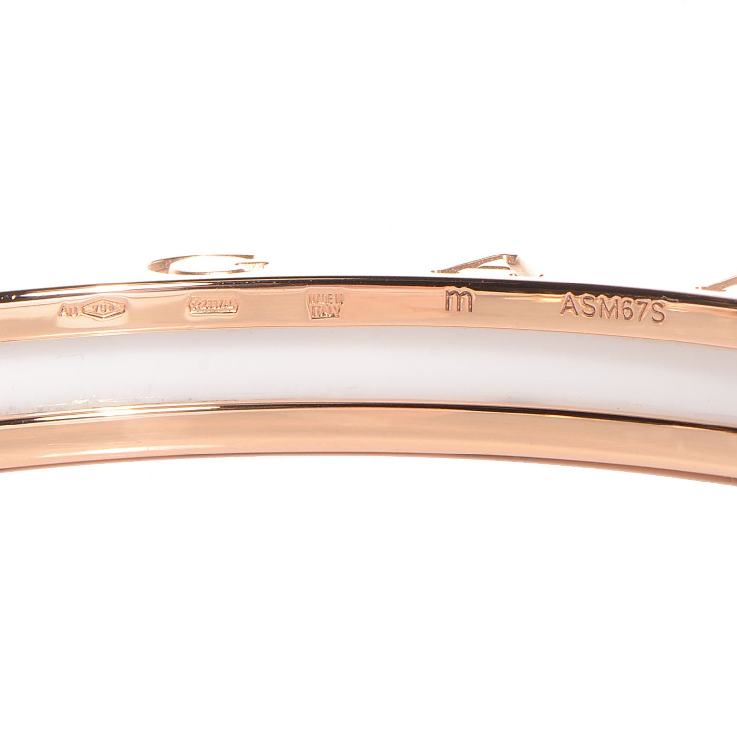 Bulgari 18K Rose Gold White Ceramic B.Zero1 Bangle Bracelet M 4 of 5