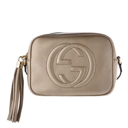 Gucci Metallic Pebbled Calfskin Small Soho Disco Bag Golden Beige 1 of 7