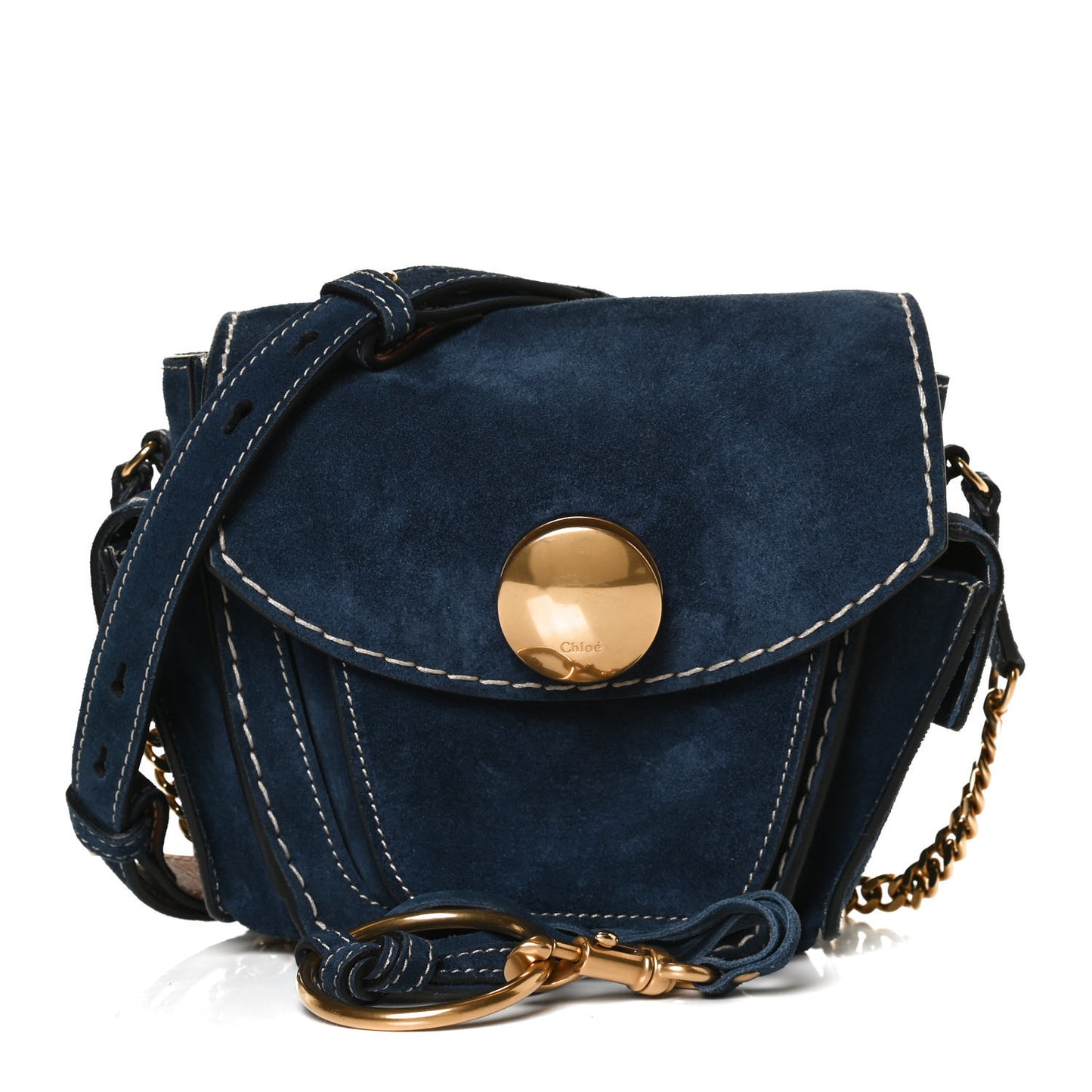 Calfskin Suede Small Jodie Camera Bag Navy