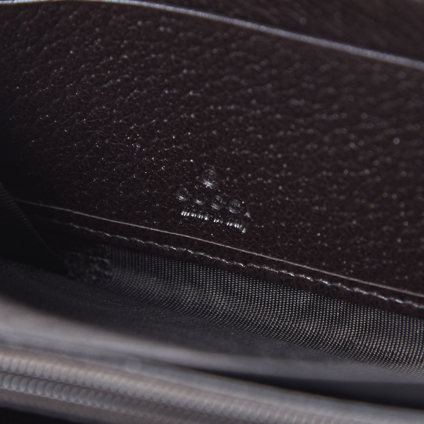Dollar Calfskin Boar Effect GG Marmont Zip Around Wallet Dark Cocoa