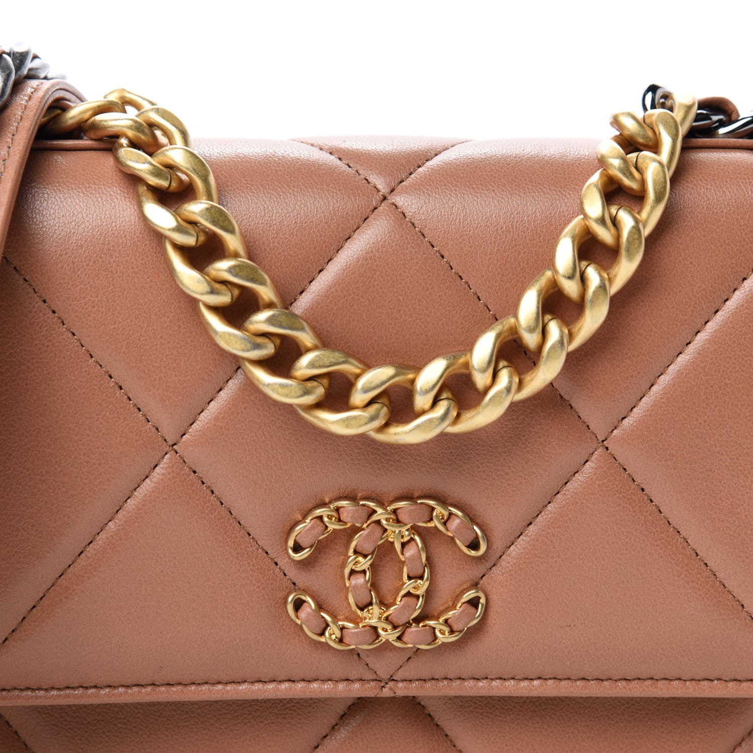 Chanel Lambskin Quilted 19 Wallet On Chain WOC Brown 13 of 14