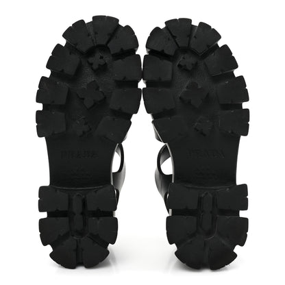 Prada Foam Rubber Triangle Logo Monolith 55mm Cage Sandals 38 Black 5 of 13