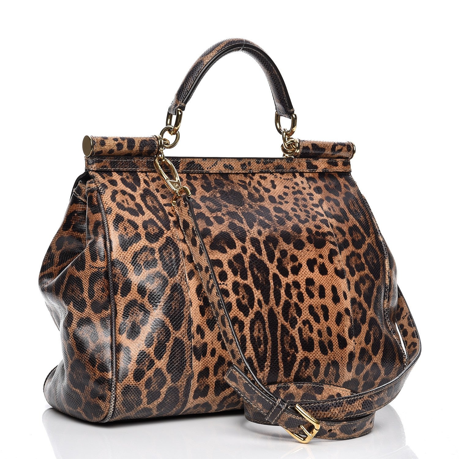 Dolce & Gabbana Calfskin Embossed Leopard Print Large Miss Sicily Shopper Tote 4 of 15