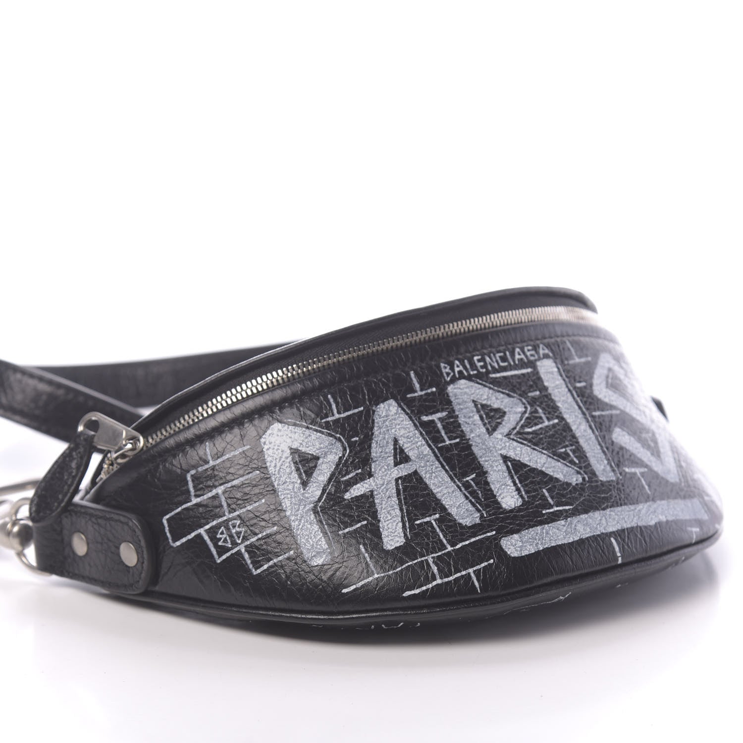 Balenciaga Agneau Arena Graffiti All Over XXS Souvenir Belt Bag Black White 8 of 10