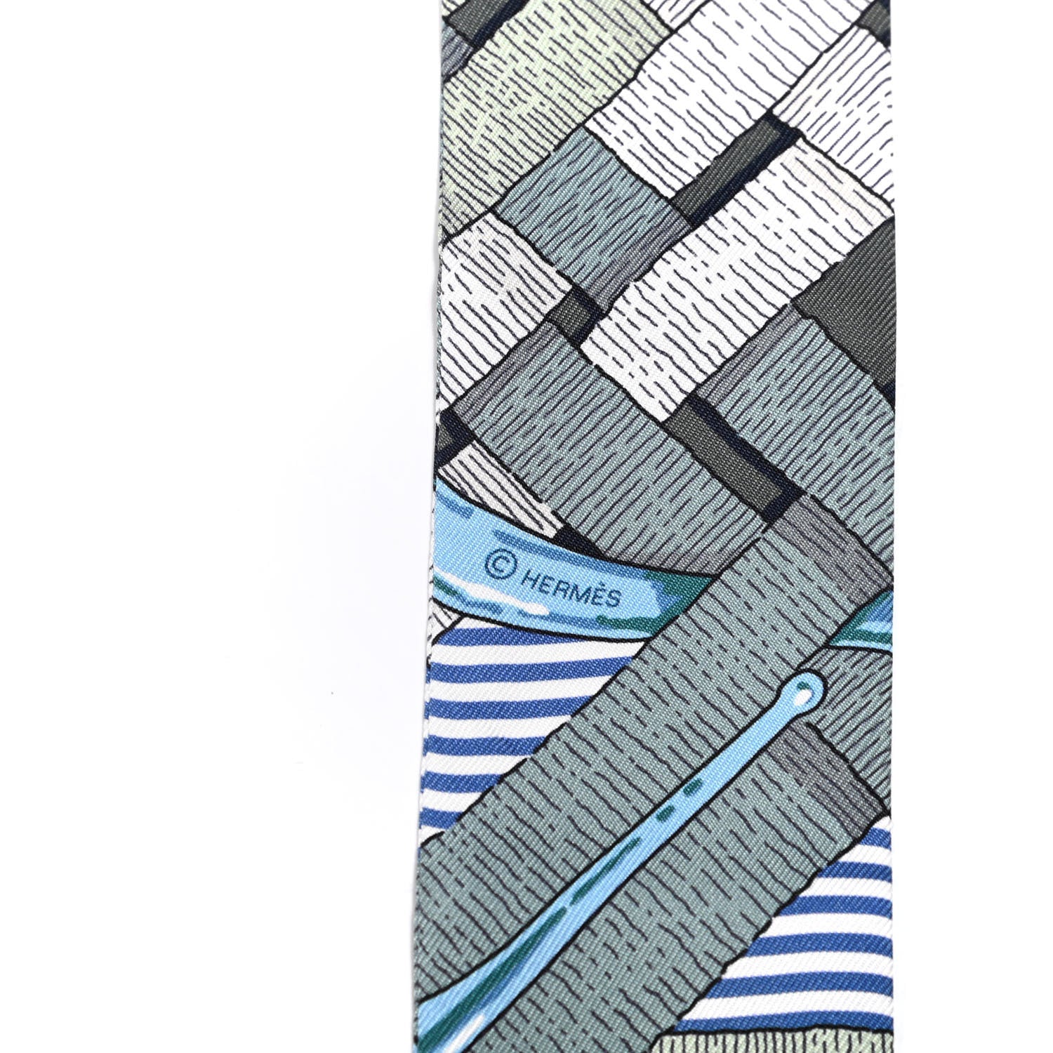 Hermes Silk Mors a Jouets Chemise Twilly Vert Amande White 3 of 4