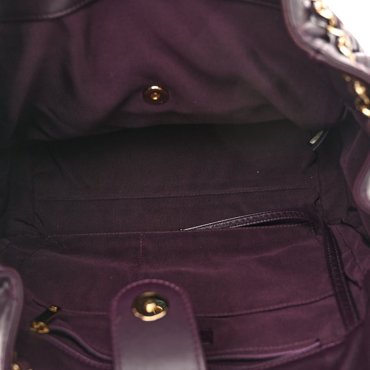 Lambskin Quilted Large Drawstring Shoulder Bag Dark Purple